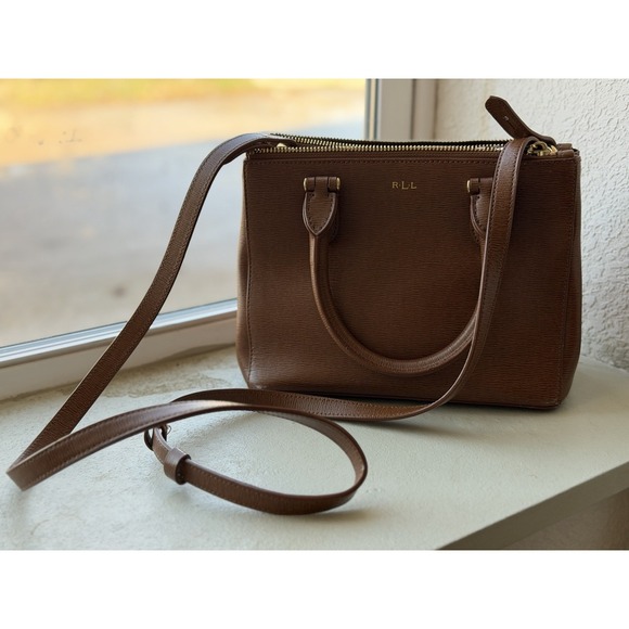 Lauren Ralph Lauren Handbags - Ralph Lauren Purse Leather Crossbody Satchel Zipper